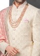 Off-White Lucknowi Work Sherwani For Marriage